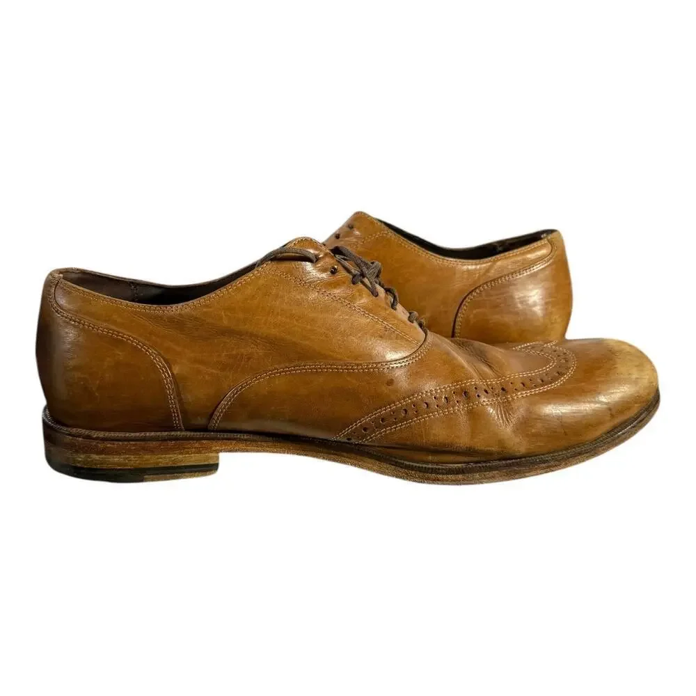 Cole Haan Leather Wingtip Oxford Brogue Dress Shoes Tan Brown Men’s 10.5M